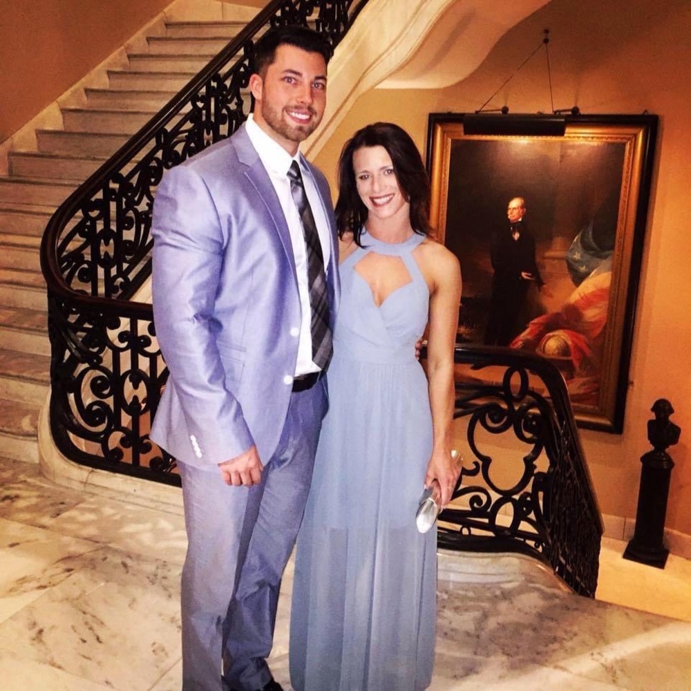 Stunning BCBG silver blue formal dress